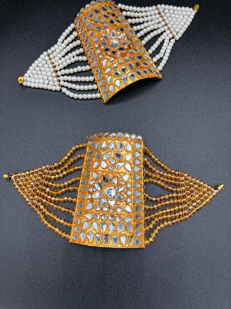 Egyptian style Rectange Gold Plated Bracelets with colored beads