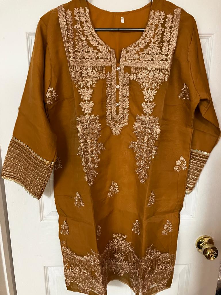 Stitched Net dress for Mehndi Mayon with dupatta shirt and trouser - NATASHAHS