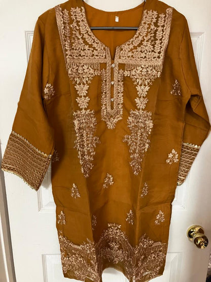 Stitched Net dress for Mehndi Mayon with dupatta shirt and trouser - NATASHAHS