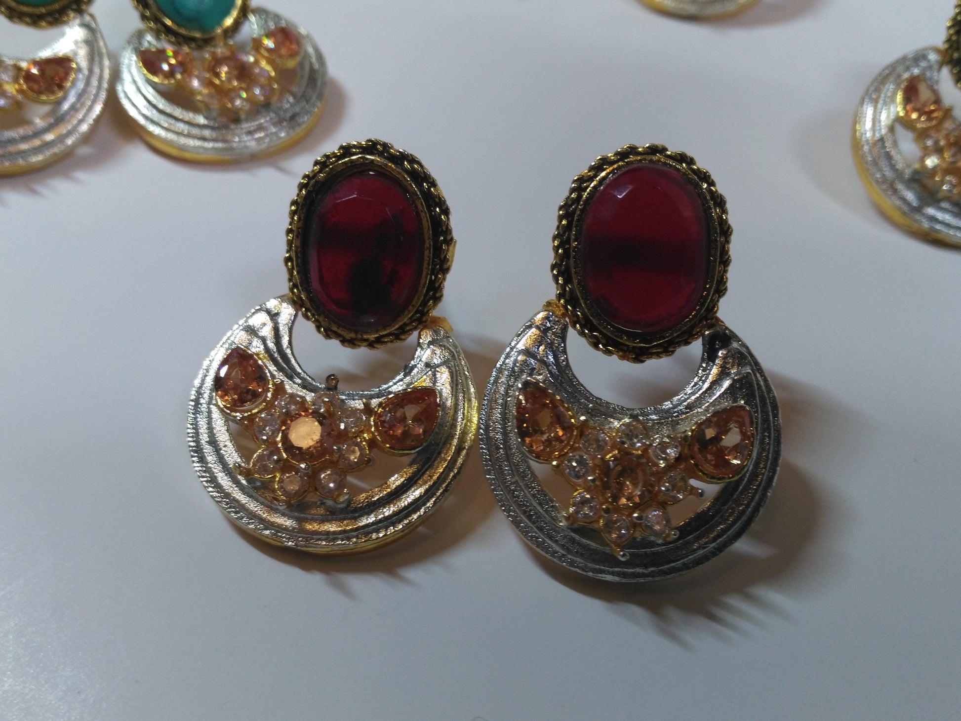 Red Half moon curve earrings - NATASHAHS