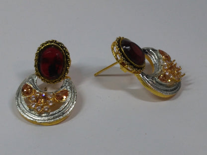 Red Half moon curve earrings - NATASHAHS