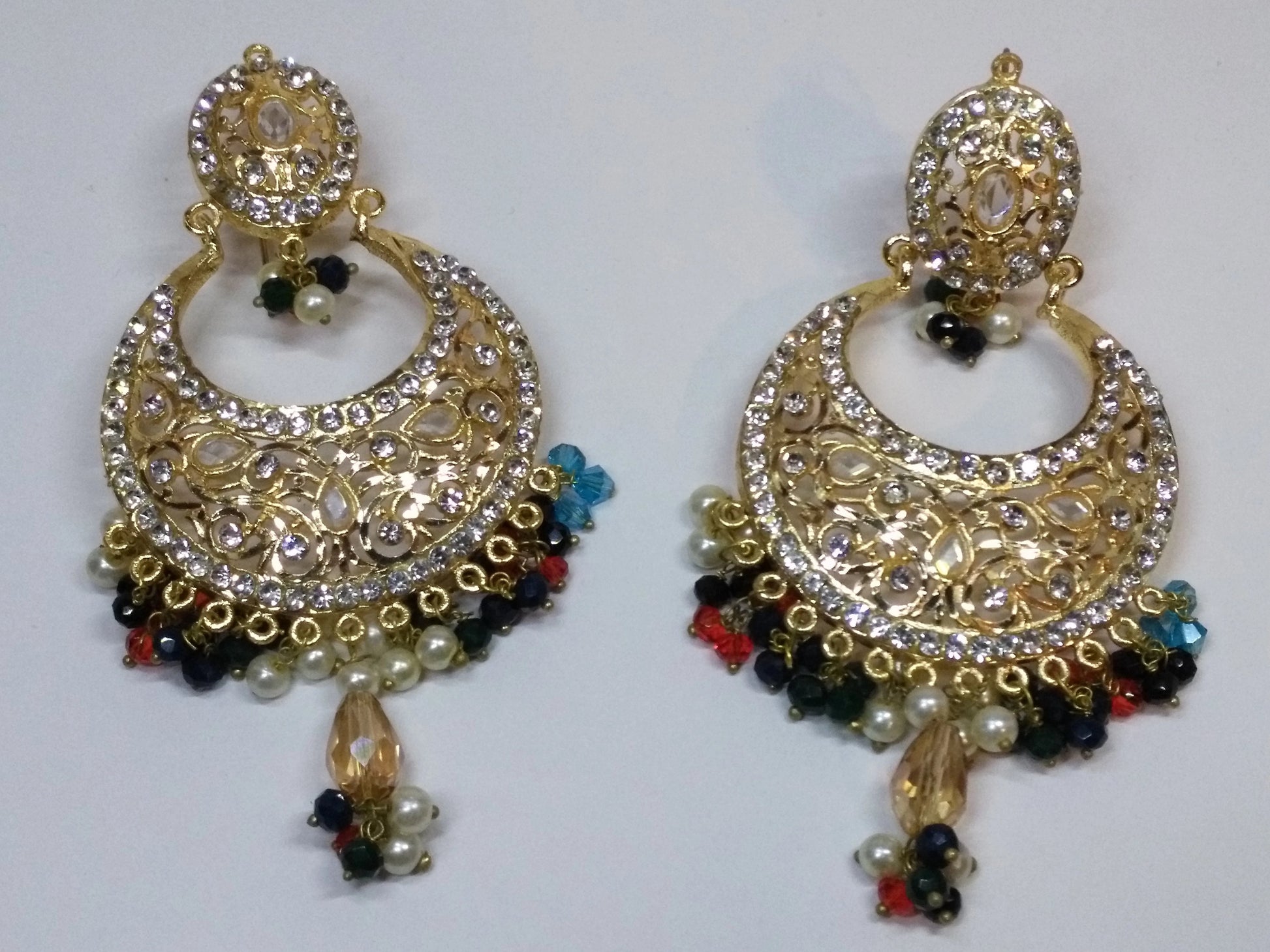 NATASHAH'S GOLDEN BASE ROUND EARRINGS IN BAALI STYLE - NATASHAHS