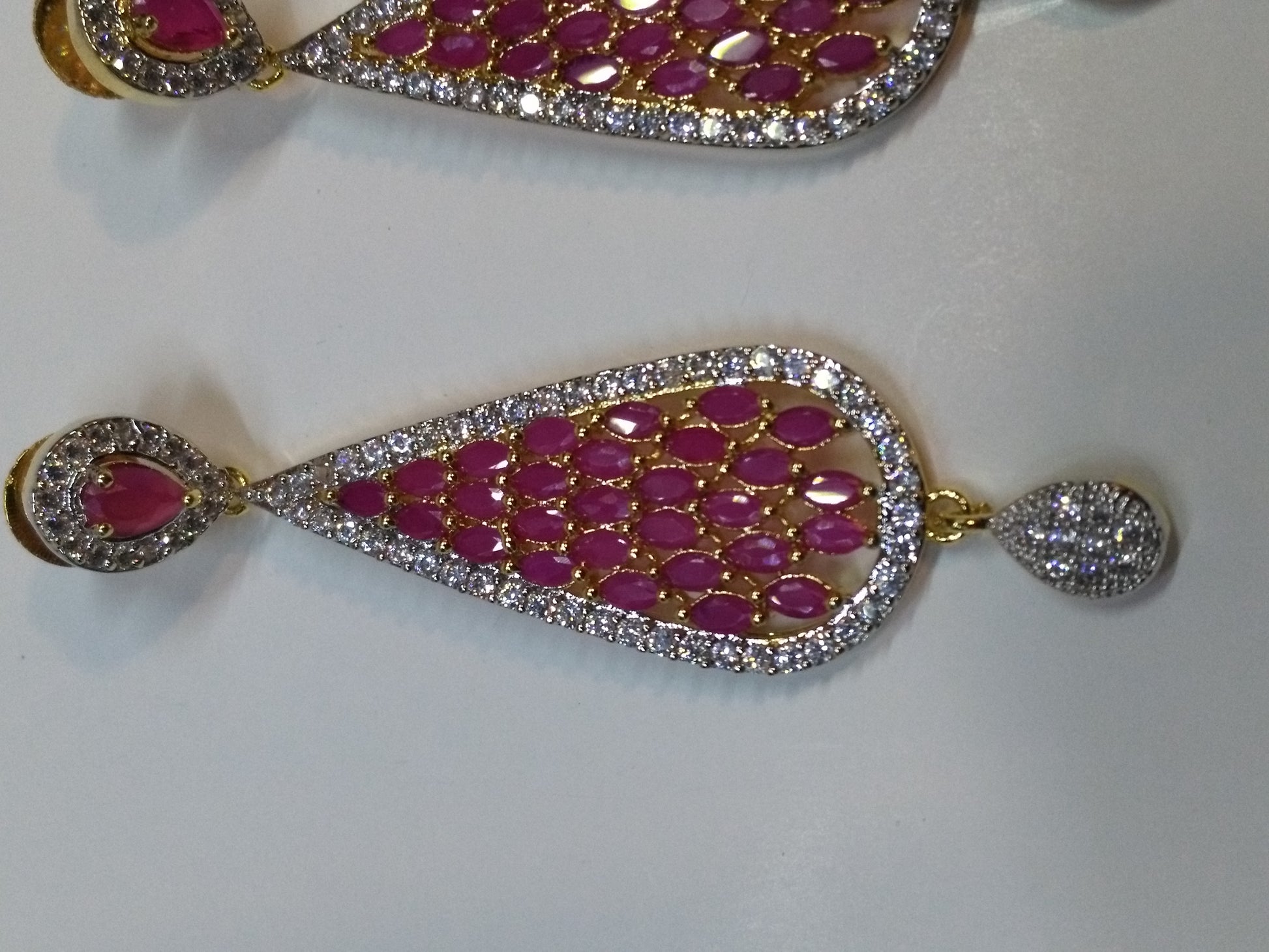 NATASHAH'S PINK ZIRCONS EARRINGS - NS0096 - NATASHAHS