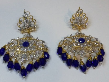 NAVY BLUE ROYAL STYLE EARRINGS FOR ROYAL PEOPLE - NATASHAHS