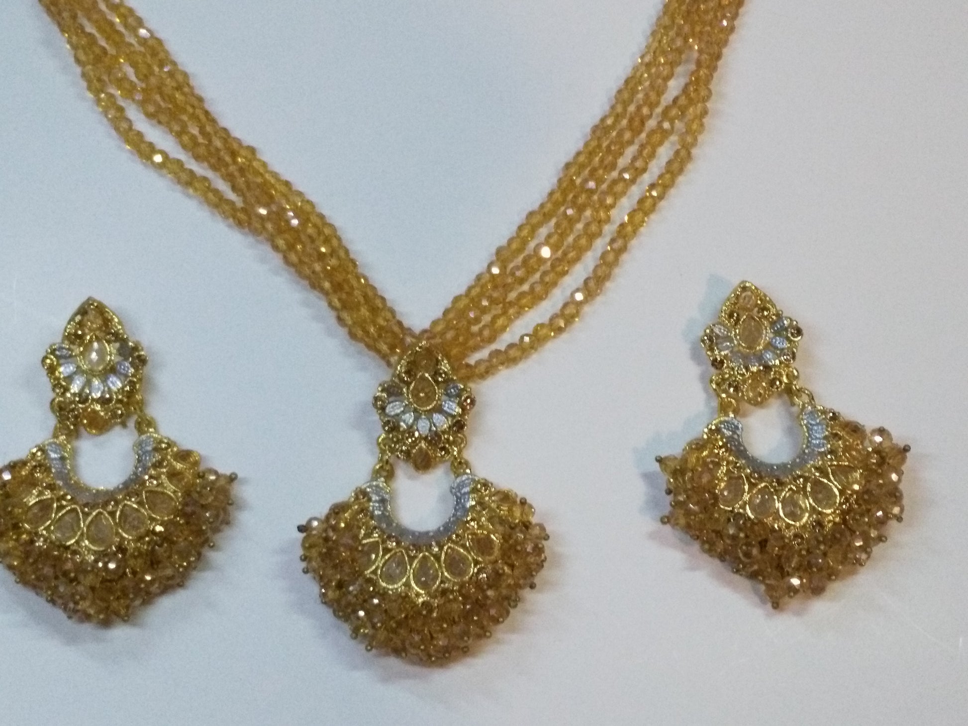 Trapezoid Crystal Earrings & Pendant Set - NATASHAHS