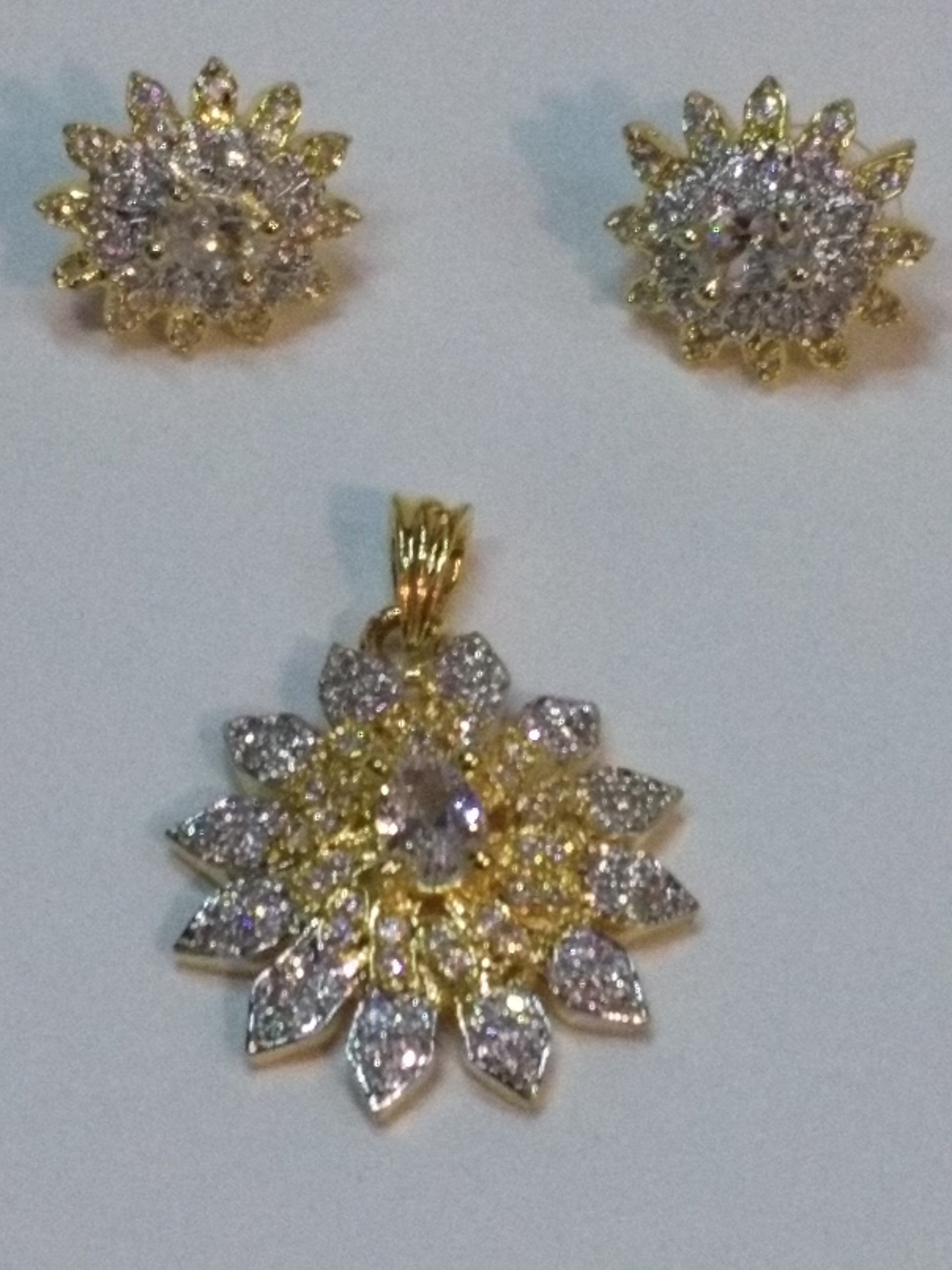 Pink Flower Shaped Pendent & Earrings Set - NATASHAHS