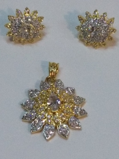 Pink Flower Shaped Pendent & Earrings Set - NATASHAHS