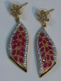 Wing-shaped earrings with pink semi-precious stones - NATASHAHS