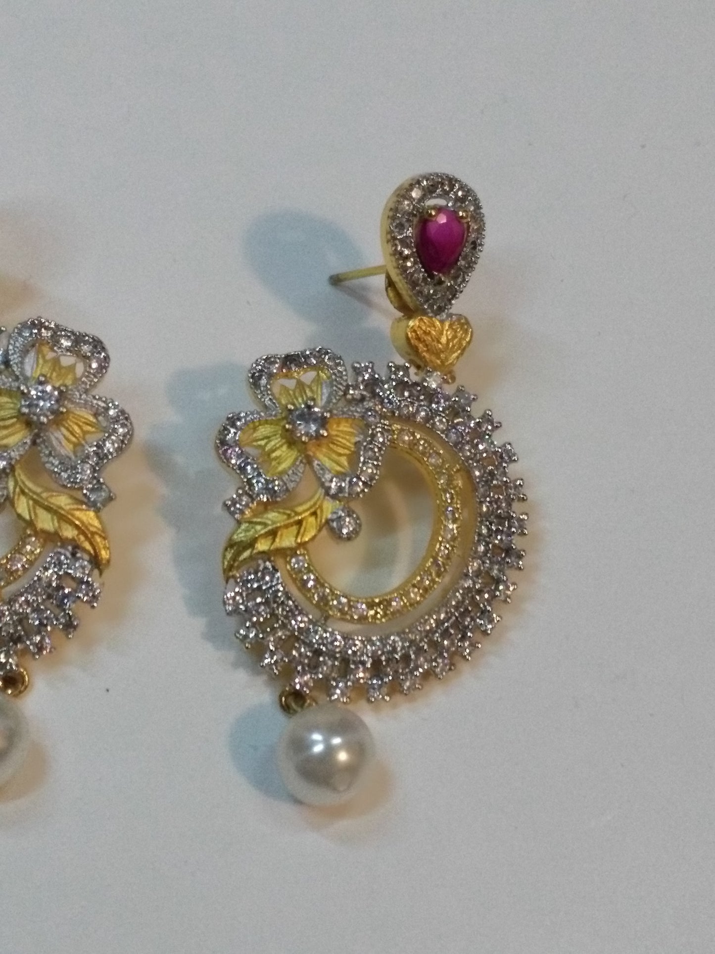Baubles & Bells Earrings with white stones & zircons - NATASHAHS