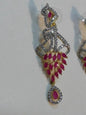 Inverted feather style pink stones earrings - NATASHAHS