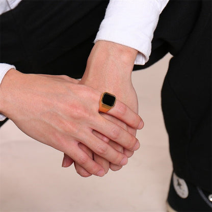 New Male Punk Rock Smooth 316L Stainless Steel Cubic Zircon Ring For Men Hip Hop Party Male Wedding Jewelry