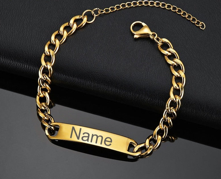 Custom Name Bracelets Stainless Steel Engrave Date Bracelet Personalized Bangles Women Men ID Memory Jewelry Gift - NATASHAHS