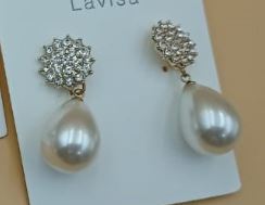 Pearl White Drop Dangles - NATASHAHS