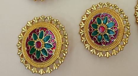 Golden circular shaped with colorful meena - NATASHAHS