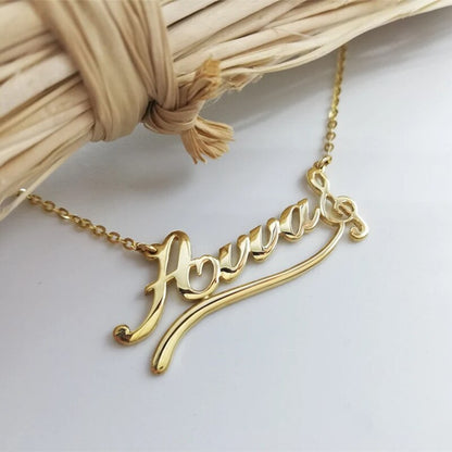 Personalized Flower Name Necklaces For Women Girl Favorite Jewelry Custom Musical Note Heart Nameplate Beauty Necklace - NATASHAHS