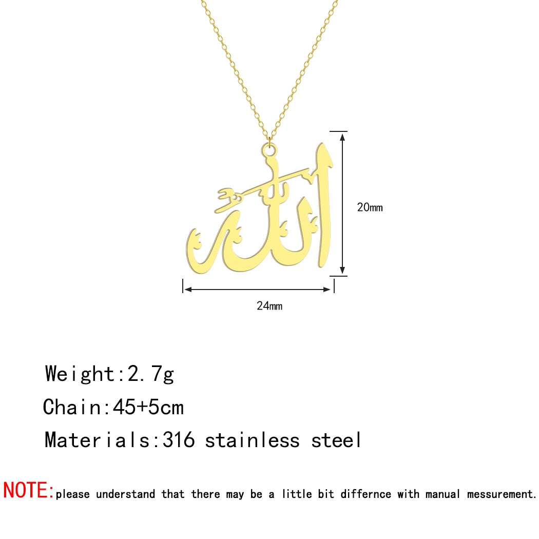 Arabic God Allah Pendant Necklace For Women Islamic Charm Choker Jewelry Gifts