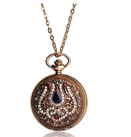 Turkish Quartz Pocket Watch Necklace - NATASHAHS
