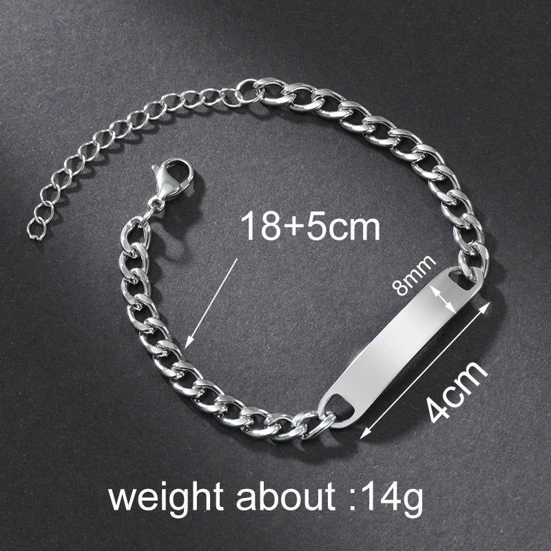 Custom Name Bracelets Stainless Steel Engrave Date Bracelet Personalized Bangles Women Men ID Memory Jewelry Gift - NATASHAHS