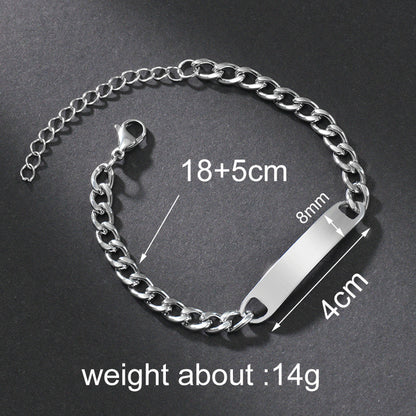 Custom Name Bracelets Stainless Steel Engrave Date Bracelet Personalized Bangles Women Men ID Memory Jewelry Gift - NATASHAHS