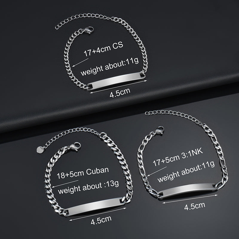 Custom Name Bracelets Stainless Steel Engrave Date Bracelet Personalized Bangles Women Men ID Memory Jewelry Gift - NATASHAHS