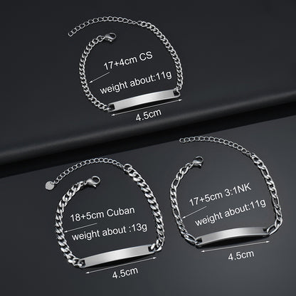 Custom Name Bracelets Stainless Steel Engrave Date Bracelet Personalized Bangles Women Men ID Memory Jewelry Gift - NATASHAHS