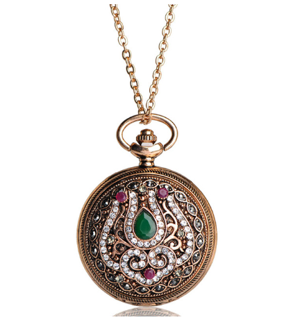 Turkish Quartz Pocket Watch Necklace - NATASHAHS