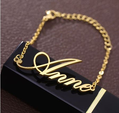 Personalized Custom Name Bracelets For Women Girls Stainless Steel Engraved Handwriting - NATASHAHS