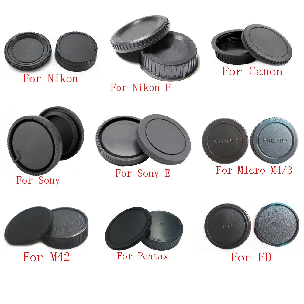 camera Body cap + Rear Lens Cap for Canon nikon Sony NEX for Pentax Olympus Micro M4/3 Panasonic M42 FD Camera Mount - NATASHAHS