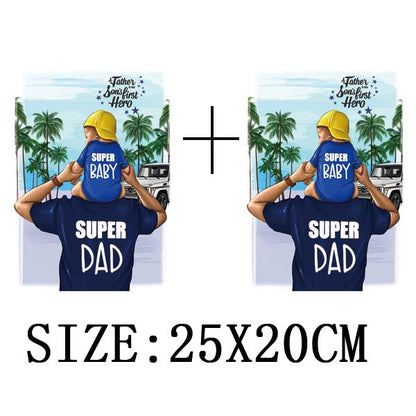 Russian Mom&Father Patches For Clothing DIY T-shirt Patches Iron On Heat Transfers Daughter&Son Thermal Sticker On Clothes - NATASHAHS