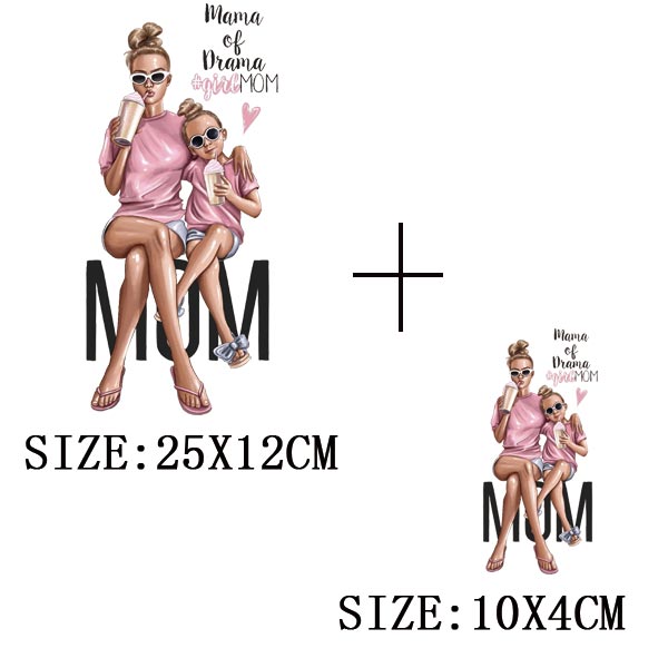 Russian Mom&Father Patches For Clothing DIY T-shirt Patches Iron On Heat Transfers Daughter&Son Thermal Sticker On Clothes - NATASHAHS