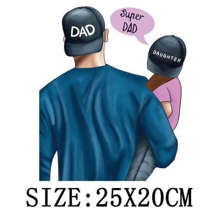 Russian Mom&Father Patches For Clothing DIY T-shirt Patches Iron On Heat Transfers Daughter&Son Thermal Sticker On Clothes - NATASHAHS