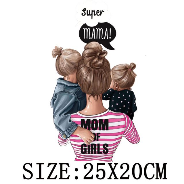 Russian Mom&Father Patches For Clothing DIY T-shirt Patches Iron On Heat Transfers Daughter&Son Thermal Sticker On Clothes - NATASHAHS