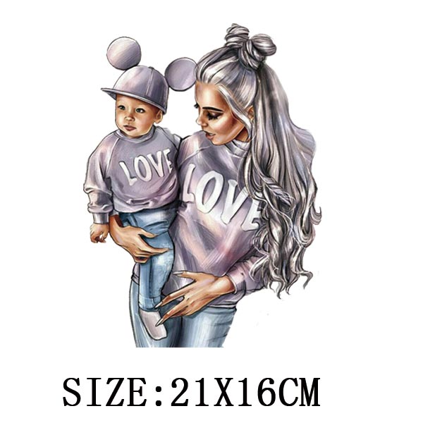 Russian Mom&Father Patches For Clothing DIY T-shirt Patches Iron On Heat Transfers Daughter&Son Thermal Sticker On Clothes - NATASHAHS