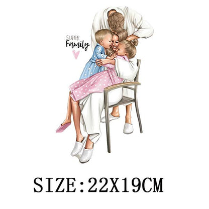 Russian Mom&Father Patches For Clothing DIY T-shirt Patches Iron On Heat Transfers Daughter&Son Thermal Sticker On Clothes - NATASHAHS