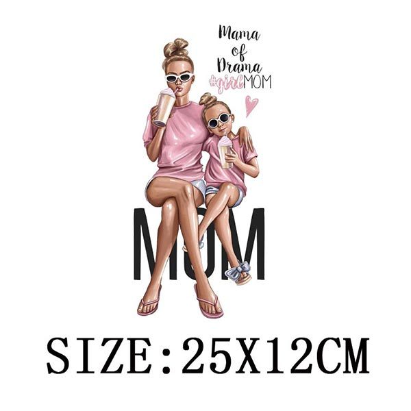 Russian Mom&Father Patches For Clothing DIY T-shirt Patches Iron On Heat Transfers Daughter&Son Thermal Sticker On Clothes - NATASHAHS