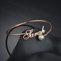 Personalized Name Charm Adjustable Gold Bracelet with Pearl for Lovers - NATASHAHS