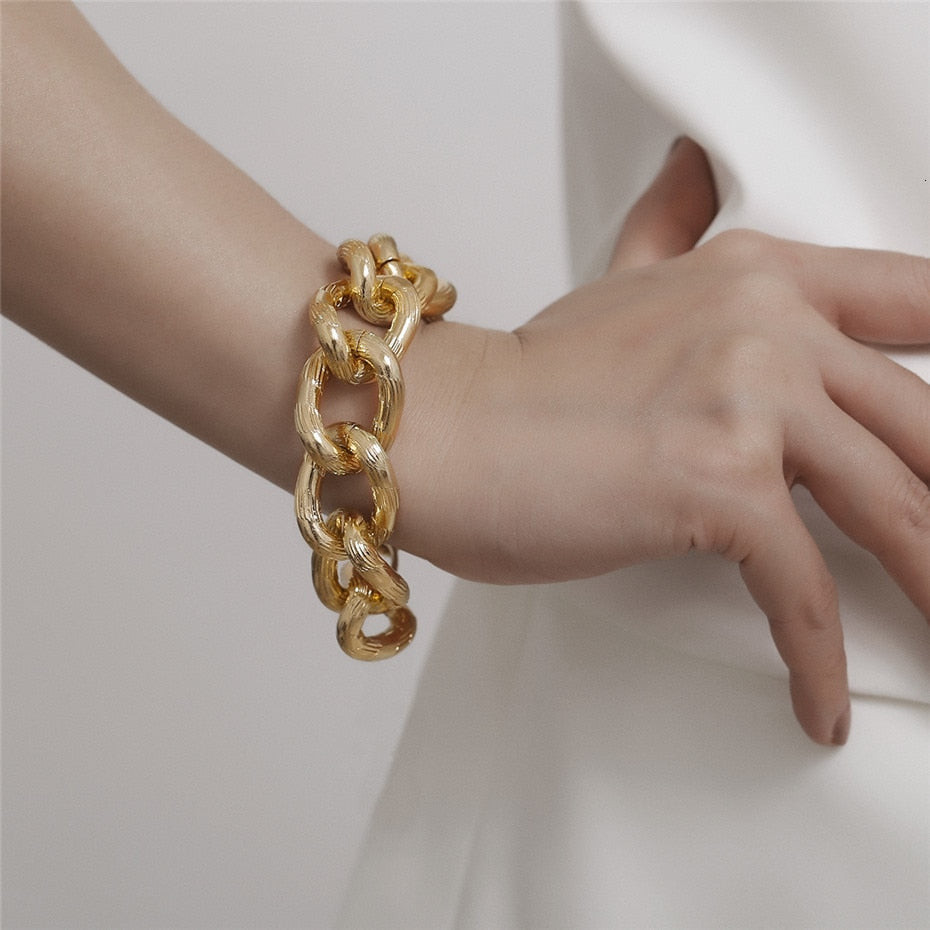 Exaggerated Cuban Big Chunky Chain Necklace & Pendant Bracelet - NATASHAHS