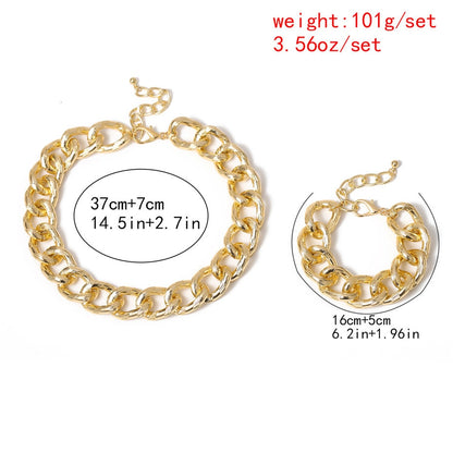 Exaggerated Cuban Big Chunky Chain Necklace & Pendant Bracelet - NATASHAHS