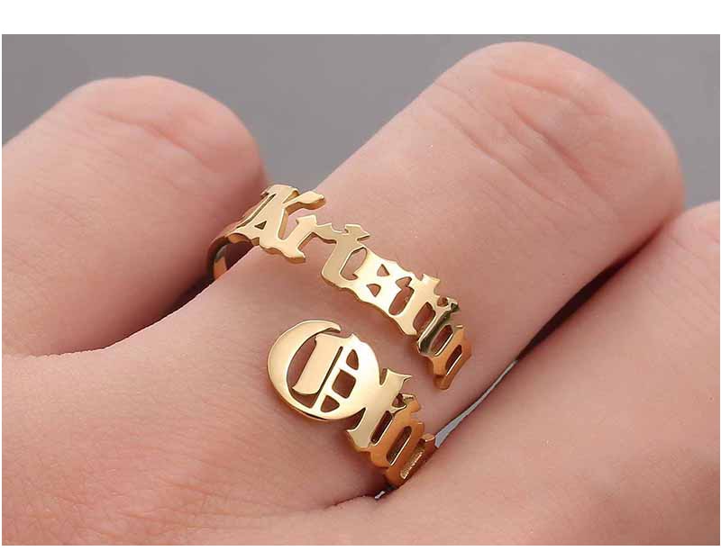 Personalized Name Rings Custom 17 Font Letter Adjustable Ring - NATASHAHS