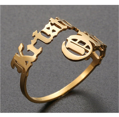 Personalized Name Rings Custom 17 Font Letter Adjustable Ring - NATASHAHS