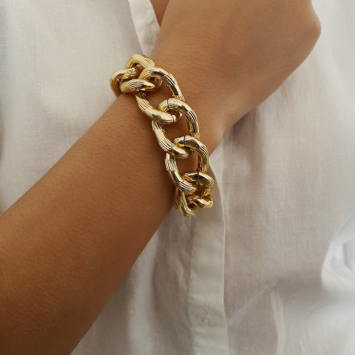 Exaggerated Cuban Big Chunky Chain Necklace & Pendant Bracelet - NATASHAHS