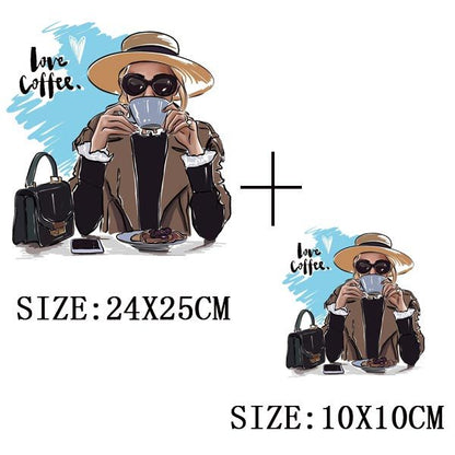 Fashion Lady Thermo Transfer Sticker On Clothes Vogue Girl Iron On Patches For Clothing DIY Washable T-shirt Clothes Sticker Set - NATASHAHS