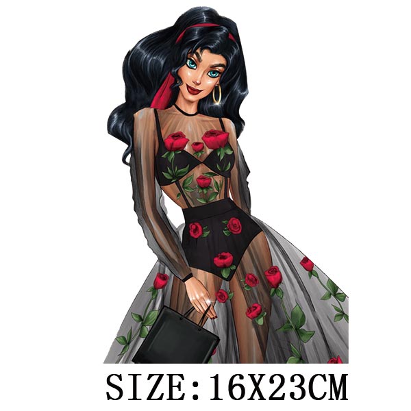 Fashion Lady Thermo Transfer Sticker On Clothes Vogue Girl Iron On Patches For Clothing DIY Washable T-shirt Clothes Sticker Set - NATASHAHS