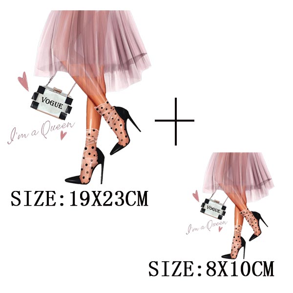 Fashion Lady Thermo Transfer Sticker On Clothes Vogue Girl Iron On Patches For Clothing DIY Washable T-shirt Clothes Sticker Set - NATASHAHS
