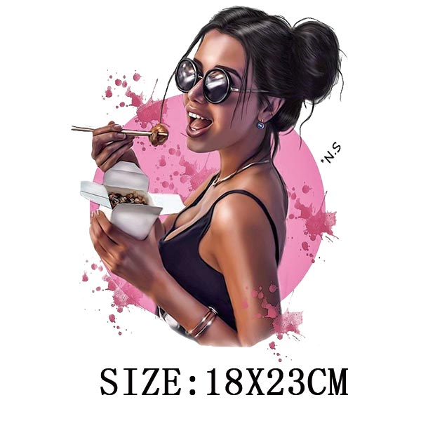 Fashion Lady Thermo Transfer Sticker On Clothes Vogue Girl Iron On Patches For Clothing DIY Washable T-shirt Clothes Sticker Set - NATASHAHS
