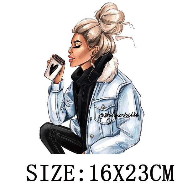 Fashion Lady Thermo Transfer Sticker On Clothes Vogue Girl Iron On Patches For Clothing DIY Washable T-shirt Clothes Sticker Set - NATASHAHS