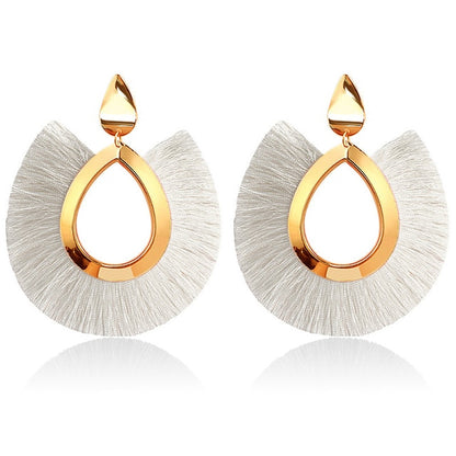 Fashion Bohemian Big Tassel Dangle Drop Earrings for Women Statement Wedding Red Fringe Female Earrings - NATASHAHS