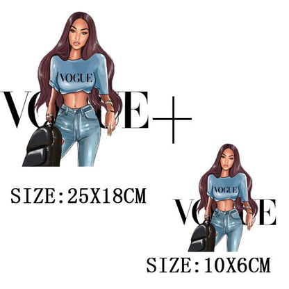 Iron On Patches for Clothing Fashion Girl Thermal Sticker On Clothes DIY A-level Washable Beauty Girl Patches Clothes Appliqued - NATASHAHS
