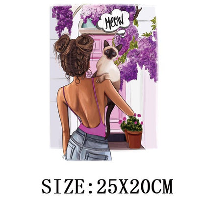 Iron On Patches for Clothing Fashion Girl Thermal Sticker On Clothes DIY A-level Washable Beauty Girl Patches Clothes Appliqued - NATASHAHS