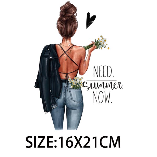 Iron On Patches for Clothing Fashion Girl Thermal Sticker On Clothes DIY A-level Washable Beauty Girl Patches Clothes Appliqued - NATASHAHS